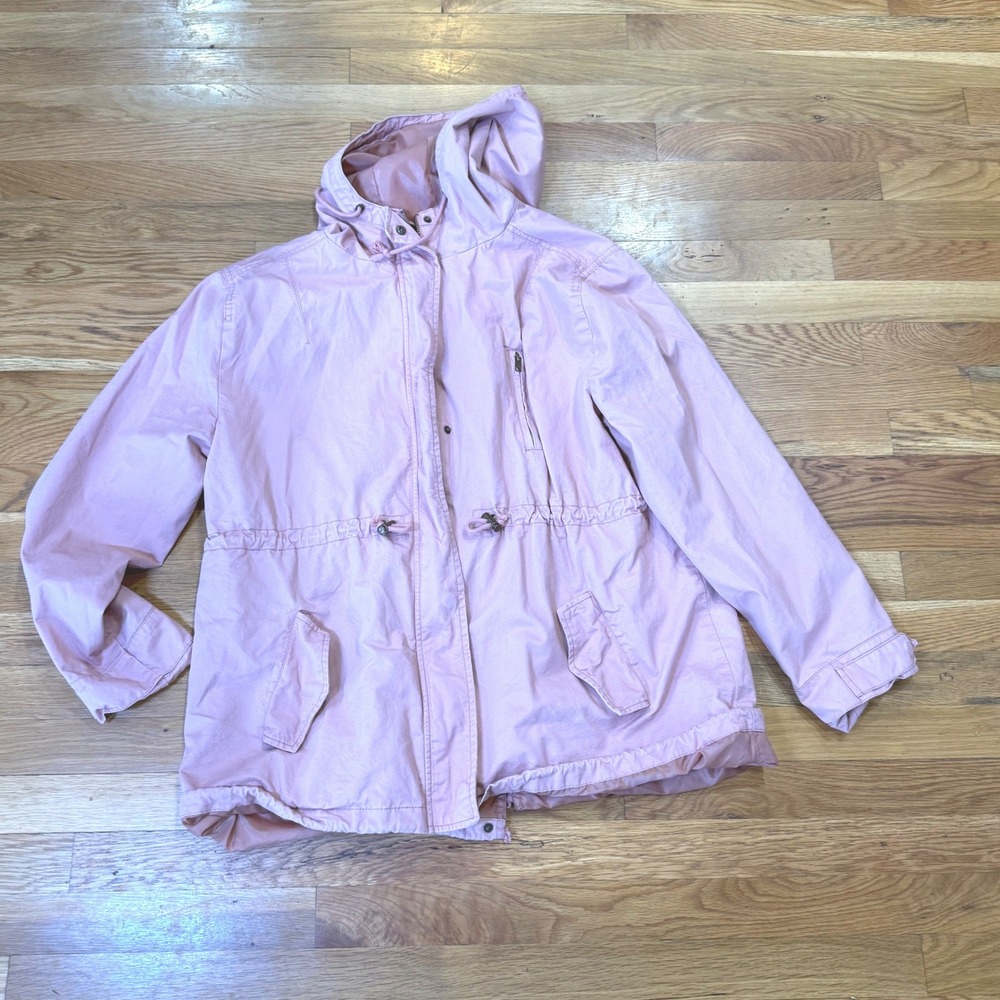 Design by Olivia Womens 2XL Pink Cotton Hooded‎ Anorak Utility Jacket
